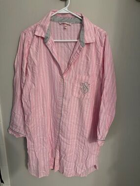 Victoria's Secret Pink and White Striped Sleep Shirt